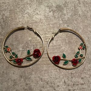 Rose Hoop Earrings